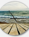 Wooden Pier in Waving Sea - Oversized Coastal Wall CLock