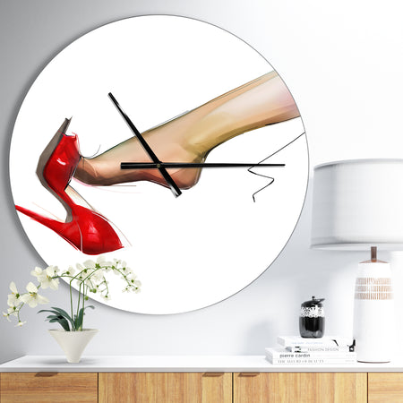 Leg Wearing High Heel Red Shoe - Oversized Fashion Wall CLock