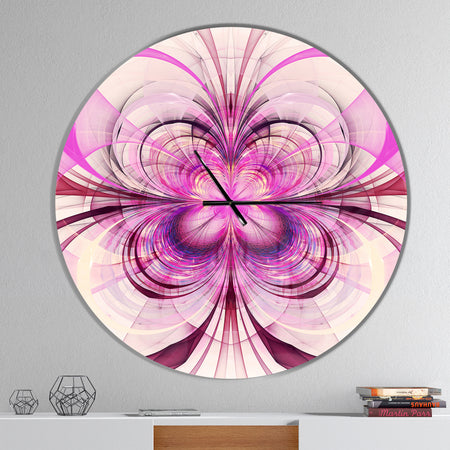 Purple Fractal Flower Pattern - Oversized Modern Wall CLock