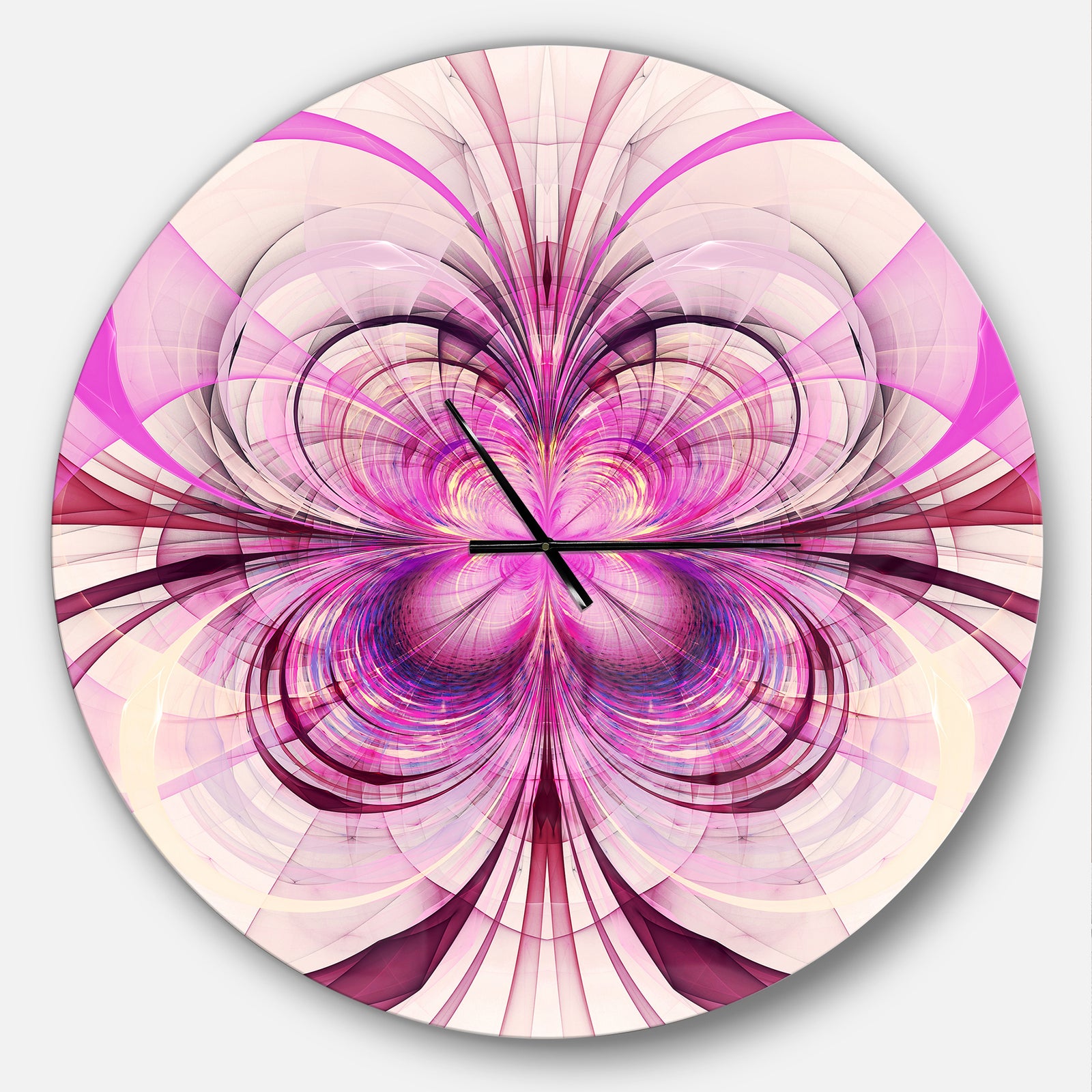 Purple Fractal Flower Pattern - Oversized Modern Wall CLock