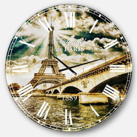 Paris Eiffel Towerand Iena Bridge - Cityscape Photo Wall CLock