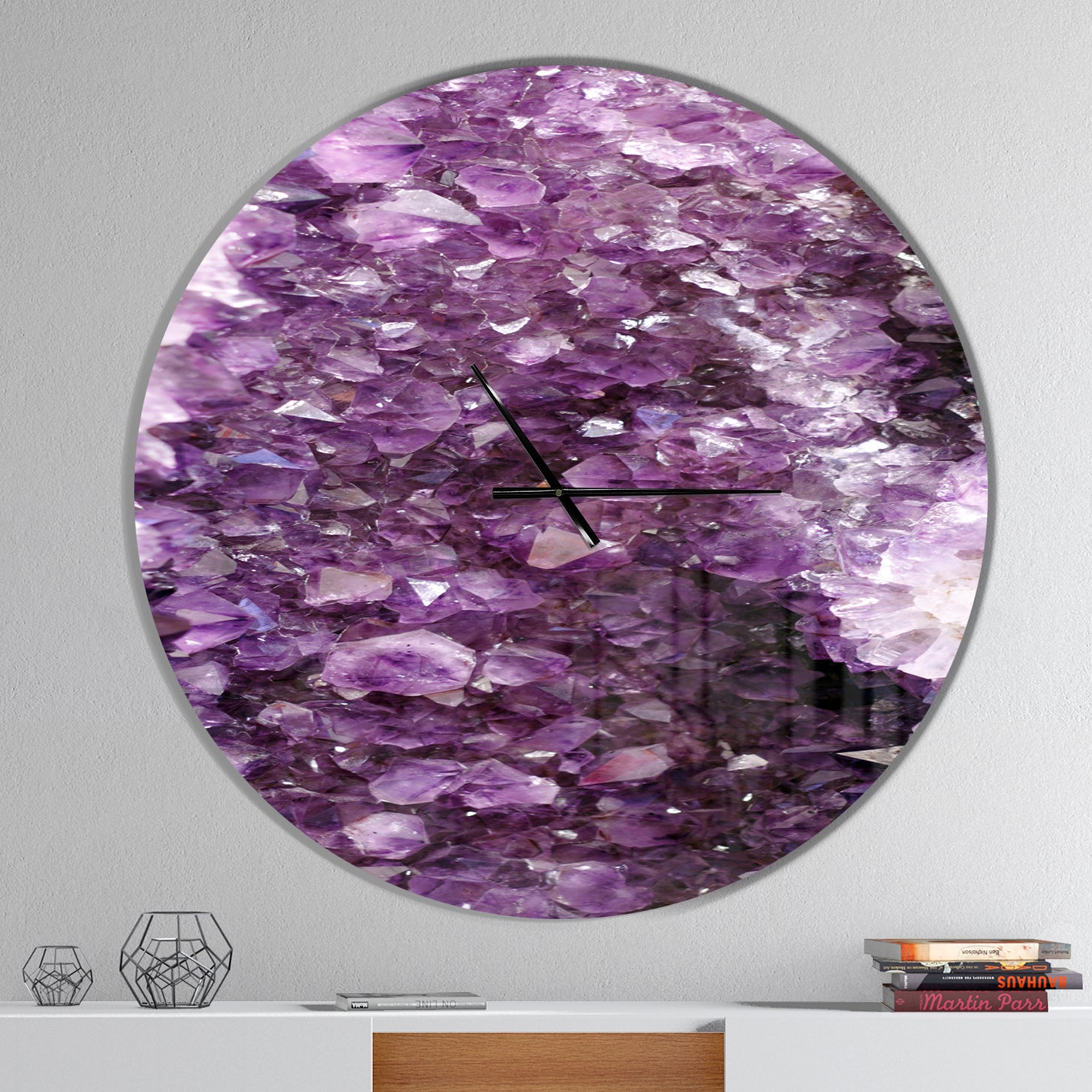 Purple Precious Stones - Oversized Modern Wall CLock