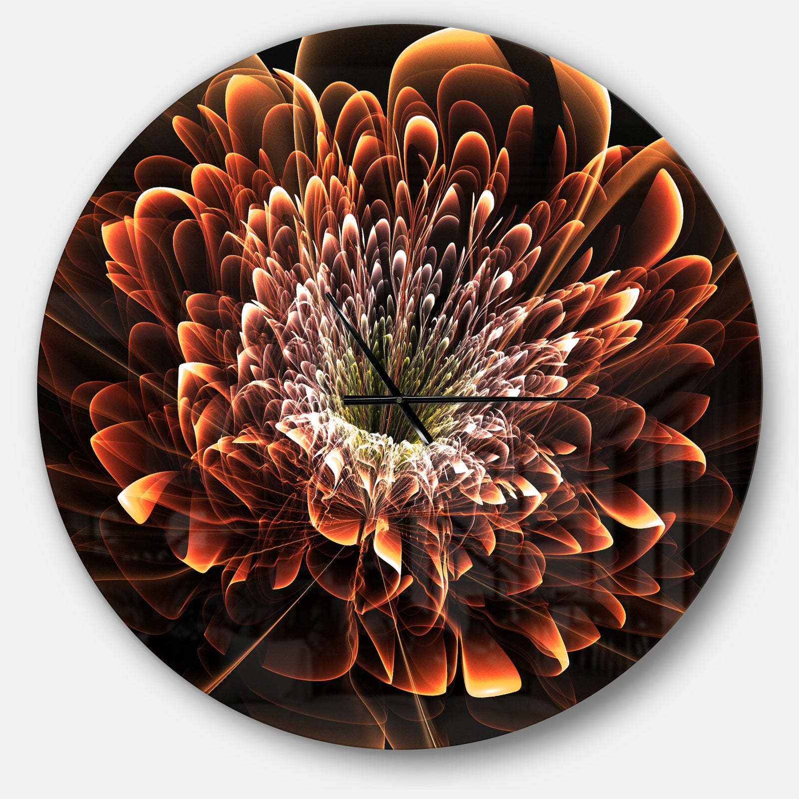 Brown Fractal Flower - Oversized Modern Wall CLock