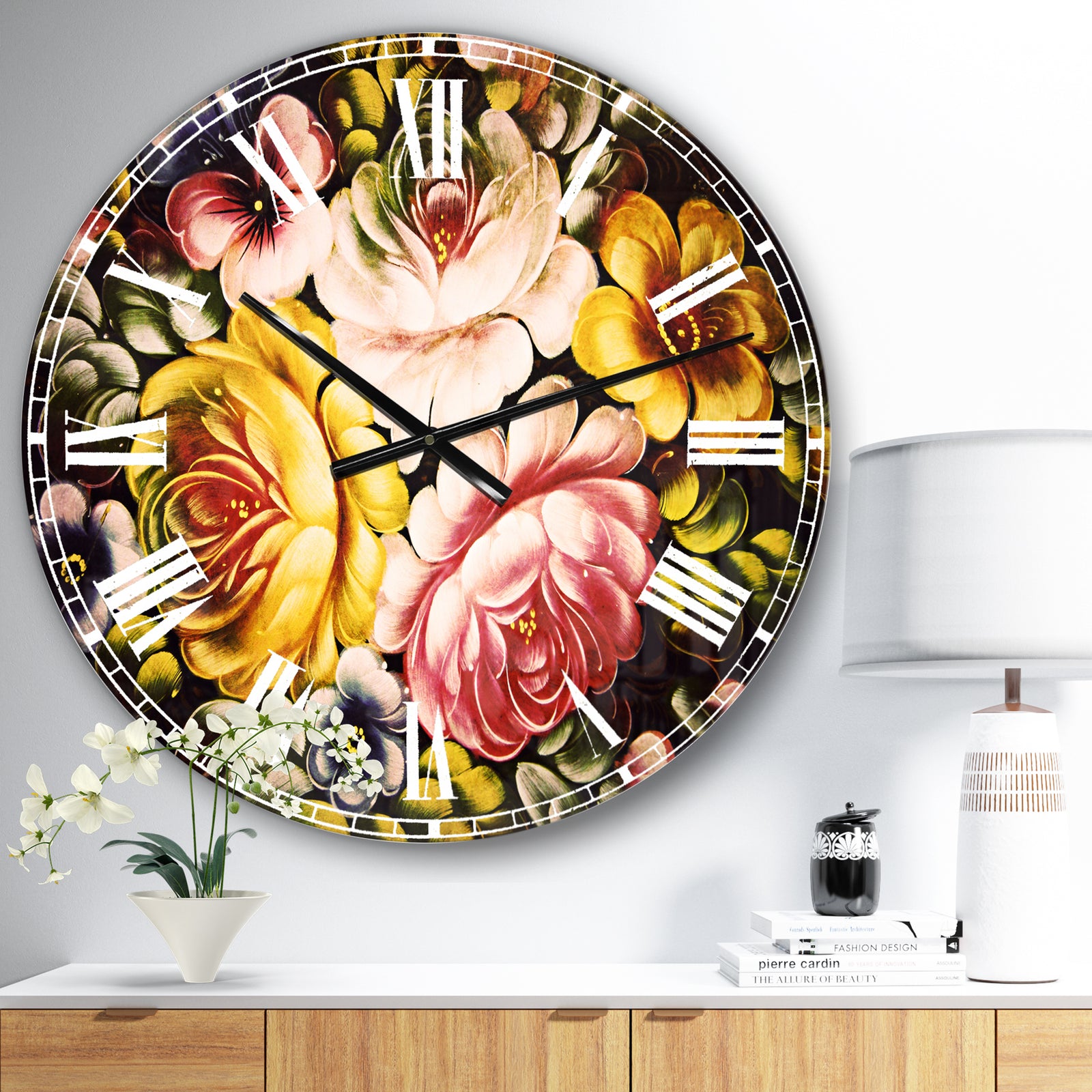 Digital Flower Bouquet - Floral Large Wall CLock
