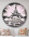 Paris Eiffel Towerin Gray Shade - Landscape Photo Large Wall CLock