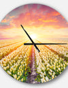 Blooming White Tulips - Oversized Traditional Wall CLock