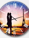 Eiffel with Kissing Couple - Landscape Photo Large Wall CLock