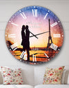 Eiffel with Kissing Couple - Landscape Photo Large Wall CLock