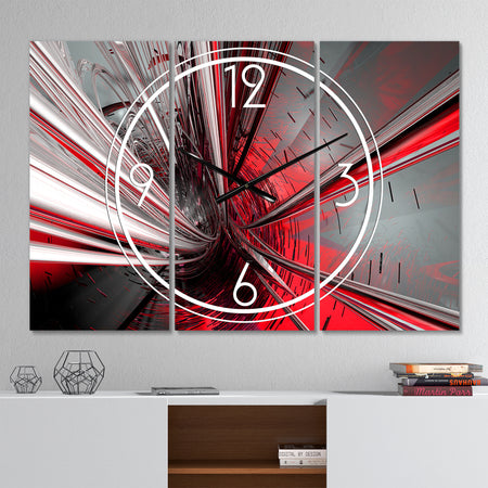 Fractal 3D Deep into Middle - Modern 3 Panels Large Wall CLock
