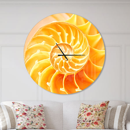 Yellow Nautilus Shell - Oversized Coastal Wall CLock