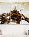 Paris Eiffel TowerStraight Into Sky - Cottage 3 Panels Large Wall CLock