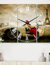 Fashion Woman in Car - Glam 3 Panels Large Wall CLock