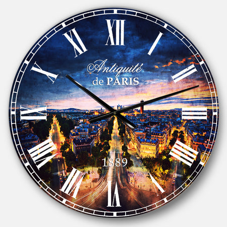 Night Paris Amazing View - Skyline Large Wall CLock