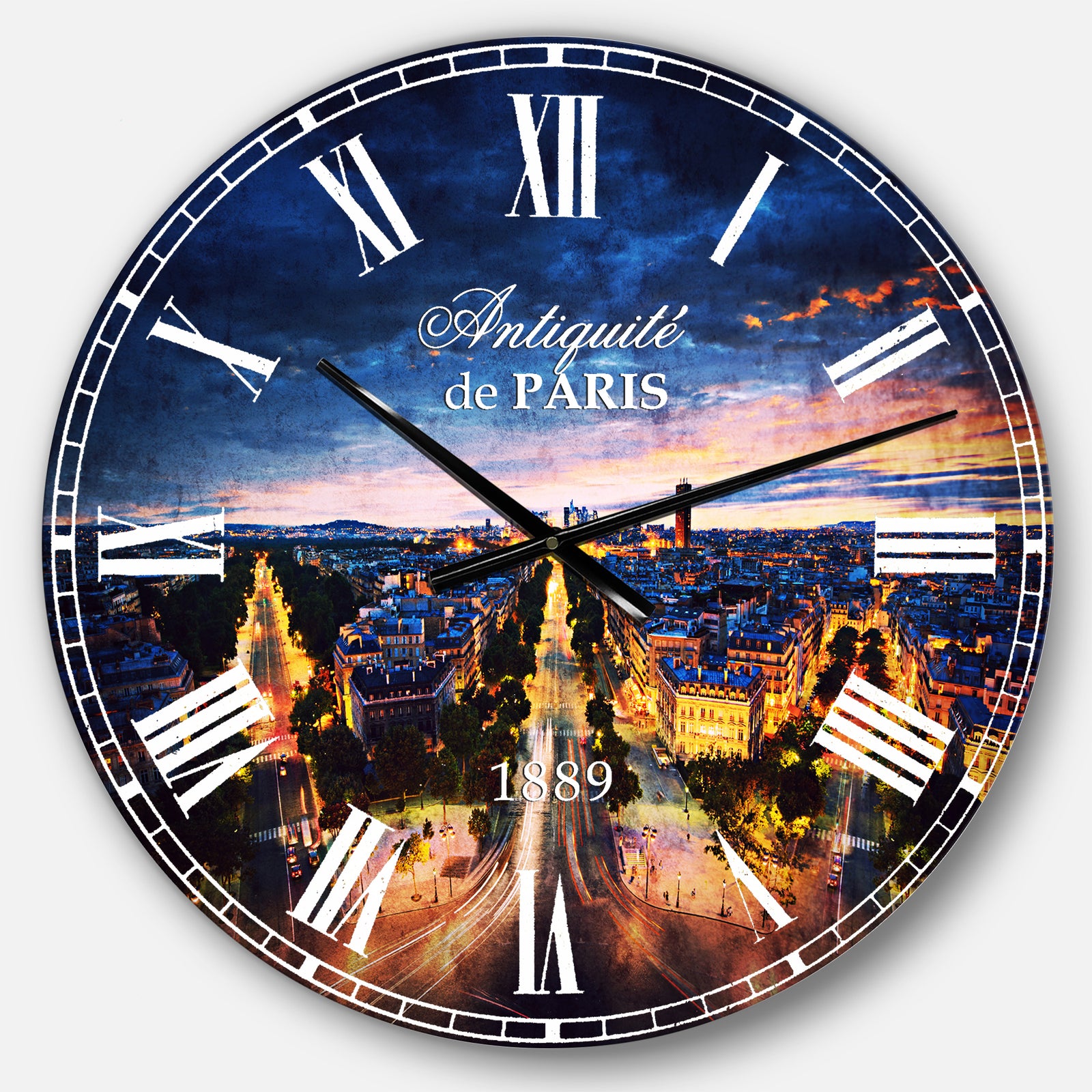 Night Paris Amazing View - Skyline Large Wall CLock