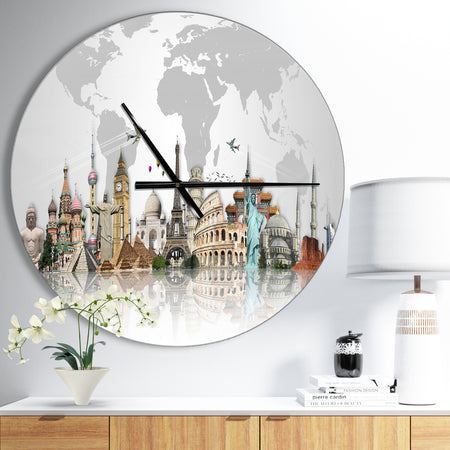 Famous Monuments Across World - Oversized Industrial Wall CLock