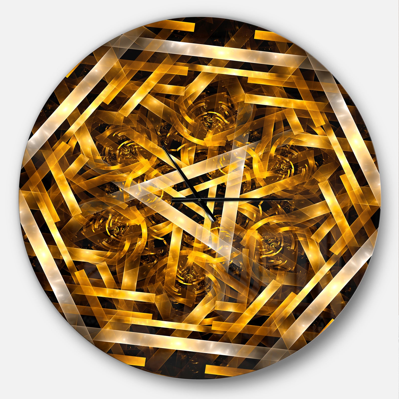 Fractal 3D Yellowish Hexagon - Oversized Modern Wall CLock