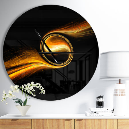 Fractal 3D Dancing Yellow Design - Oversized Modern Wall CLock