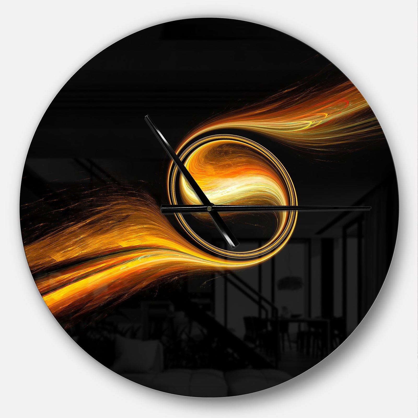 Fractal 3D Dancing Yellow Design - Oversized Modern Wall CLock