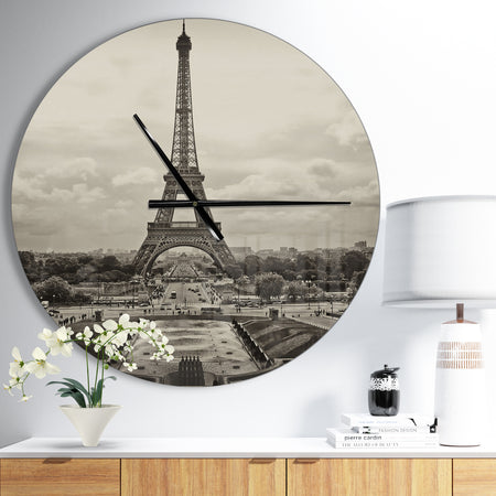 Vintage View of Paris France - Oversized French Country Wall CLock