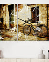 Bicycle with Shopping Bag - Cottage 3 Panels Large Wall CLock