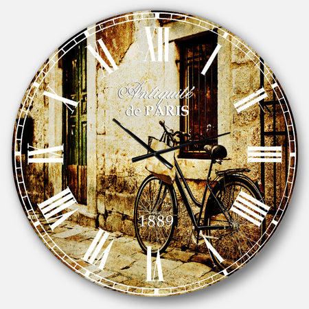 Bicycle with Shopping Bag - Landscape Photo Large Wall CLock