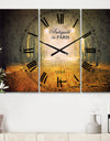 Urban Street at Night - Cottage 3 Panels Oversized Wall CLock