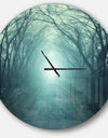 Fall Forest Path with Green Light - Oversized Traditional Wall CLock