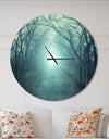 Fall Forest Path with Green Light - Oversized Traditional Wall CLock