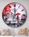 Couples Walking in London - Vintage Large Wall CLock