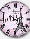 Illustration with Paris Eiffel Tower - Vintage Oversized Wall CLock