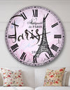 Illustration with Paris Eiffel Tower - Vintage Oversized Wall CLock