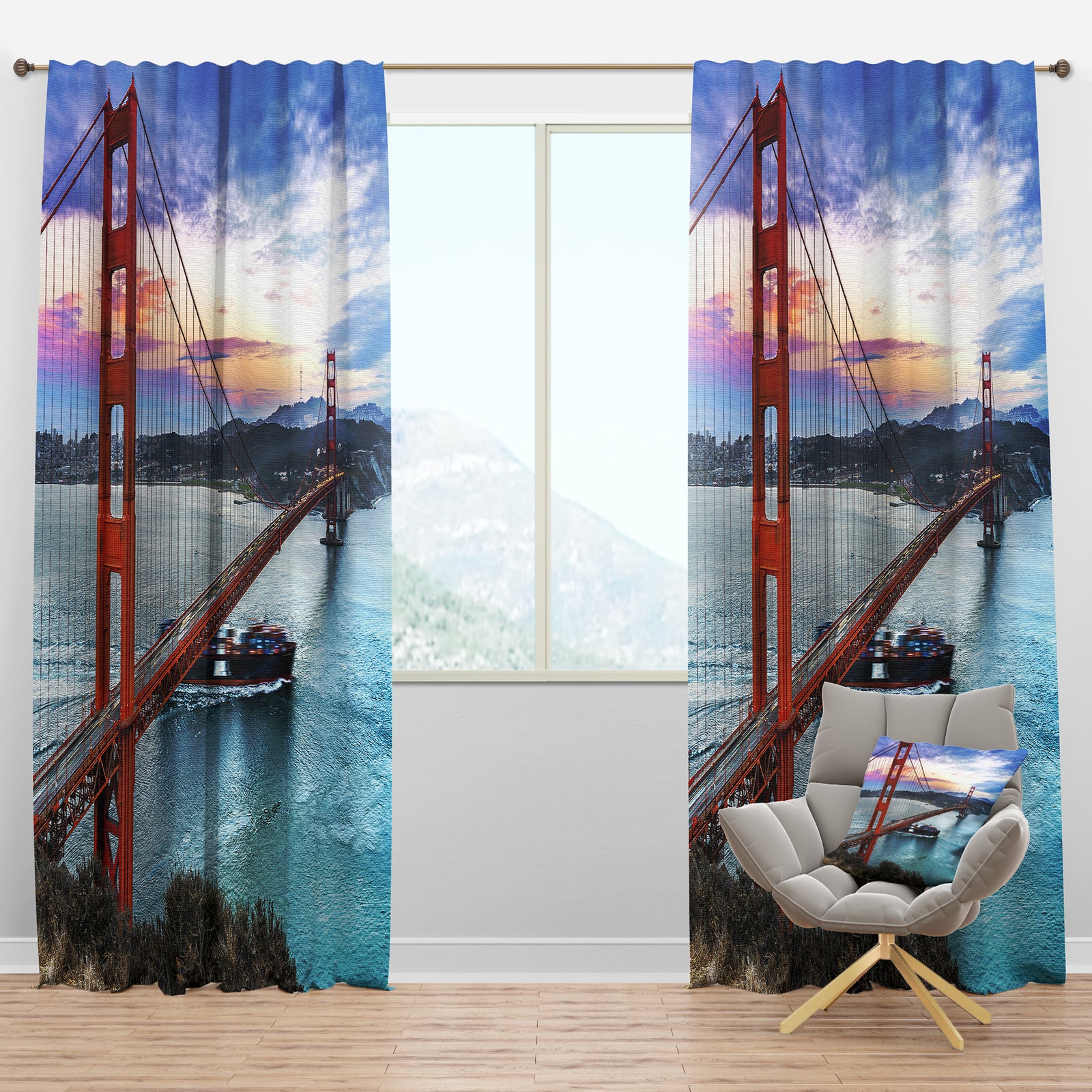 Golden Gate in San Francisco - Sea Bridge Curtain Panels