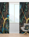 Large Blue Brown Fractal Floral Pattern - Floral Curtain Panels