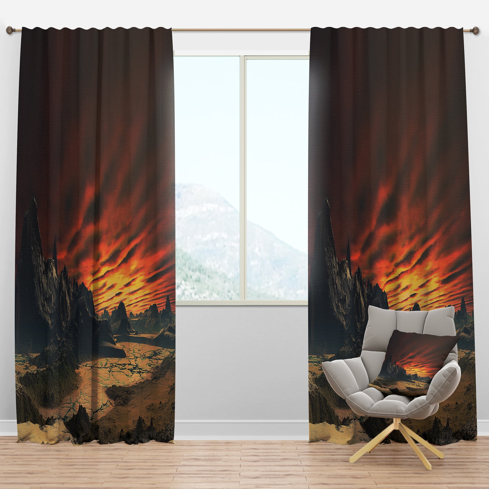 Beautiful Alien Planet Traos - Landscape Curtain Panels