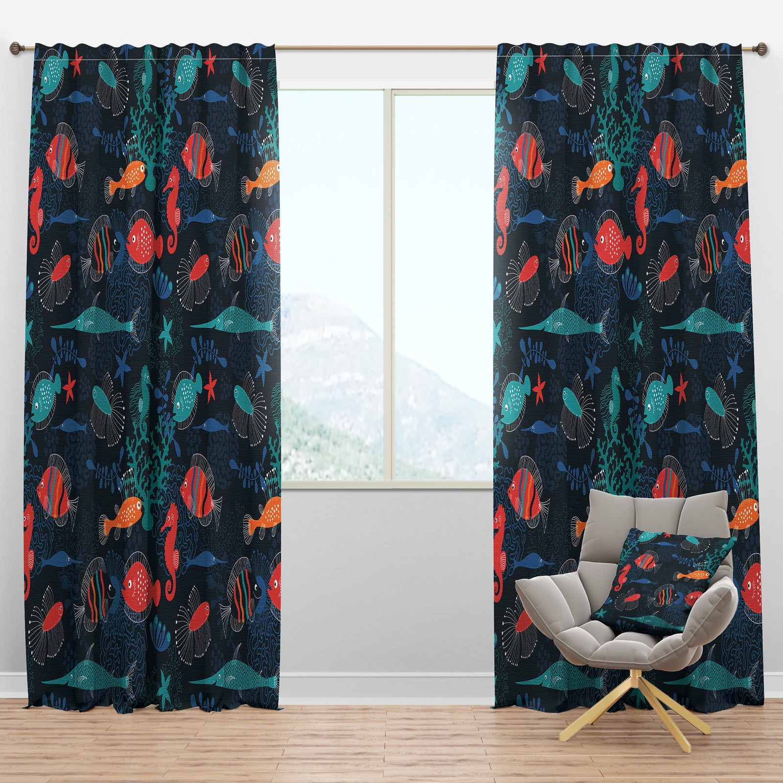 Marine life - Animals Curtain Panels