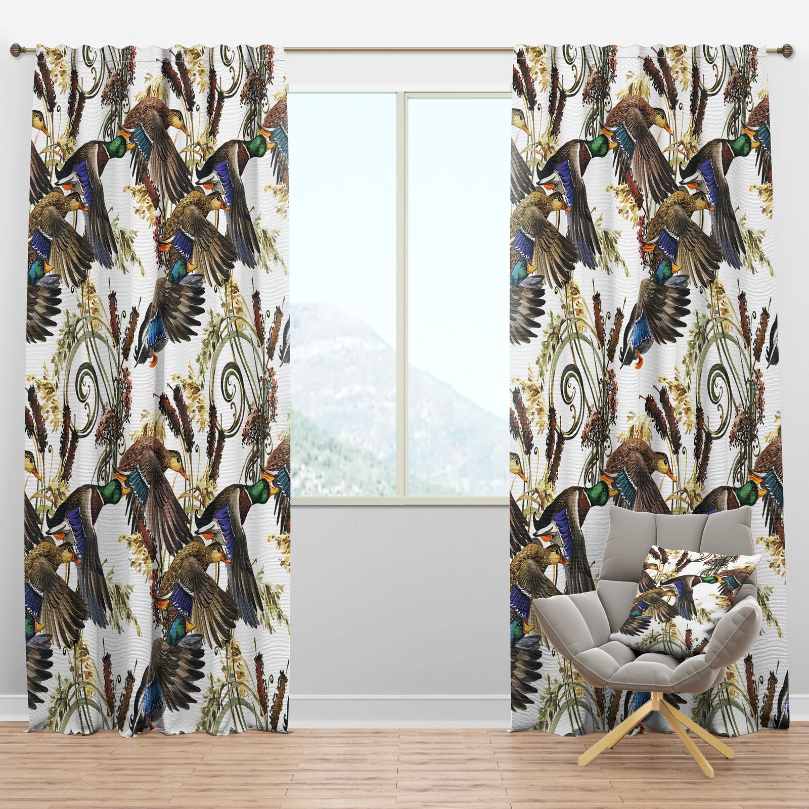 Illustration of colored duck - Animals Curtain Panels