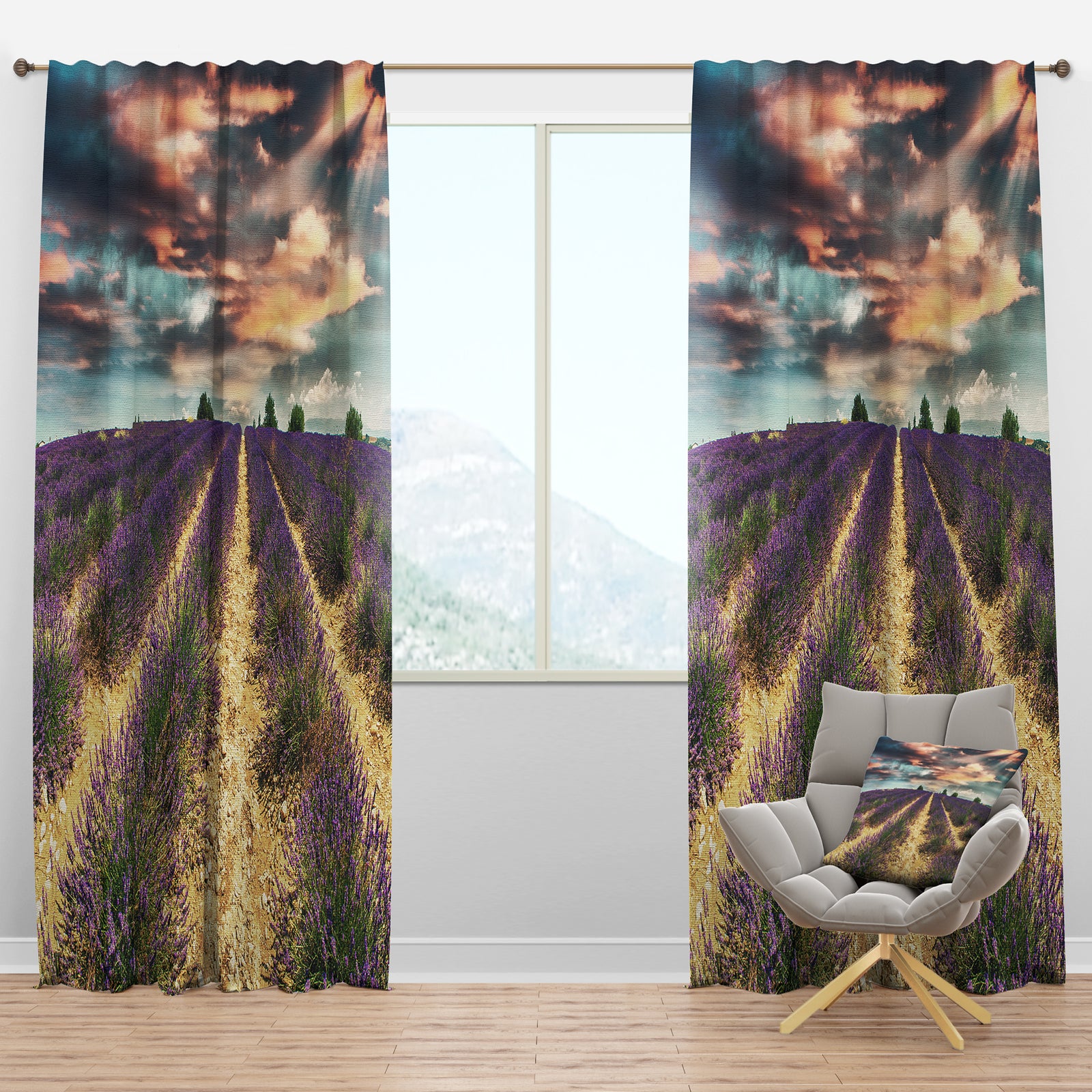 Lavender meadows in Provence - Floral Curtain Panels