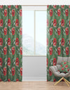 Red Rose in Green - Floral Curtain Panels