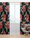 Red Rose in Black - Floral Curtain Panels