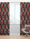 Red Rose in Brown - Floral Curtain Panels