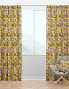 Floral And Birds in Yellow - Floral Curtain Panels