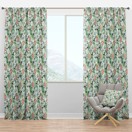 Blue, Purple White Abstract Floral Pattern - Floral Curtain Panels