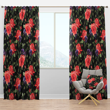 Pansy Flowers Rose Patterns - Floral Curtain Panels