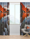 Fire Lake - Lake Landscapes Curtain Panels