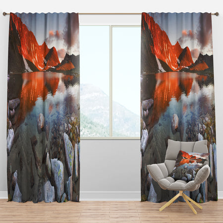 Fire Lake - Lake Landscapes Curtain Panels