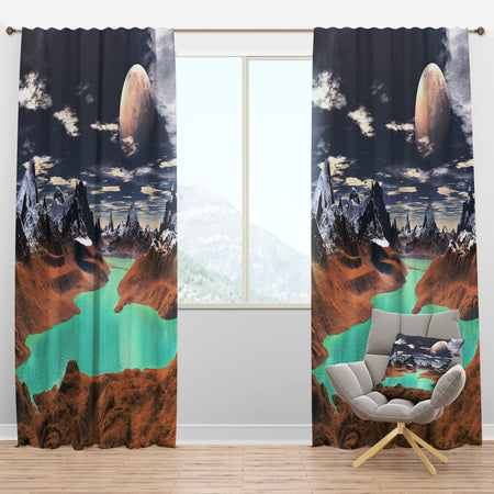 The Green Lake Planet - Modern Curtain Panels