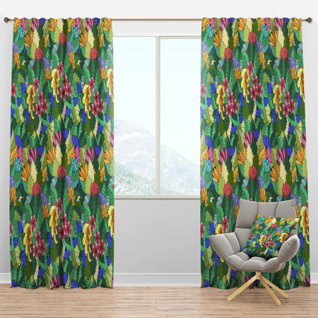 Texture with Abstract Flowers & Leaves - Modern & Contemporary Curtain Panels