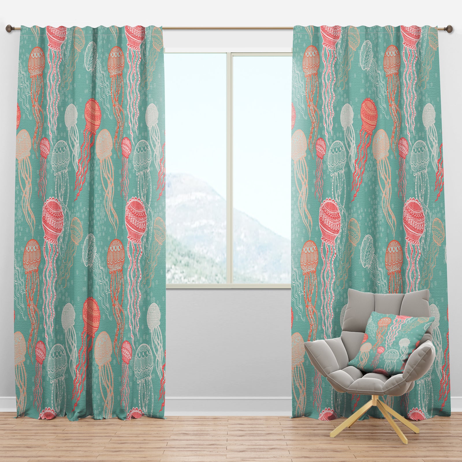 Jellyfish Pattern - Nautical & Coastal Curtain Panels