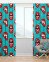 Lips Pattern in Retro Pop Art Style - Modern Curtain Panels