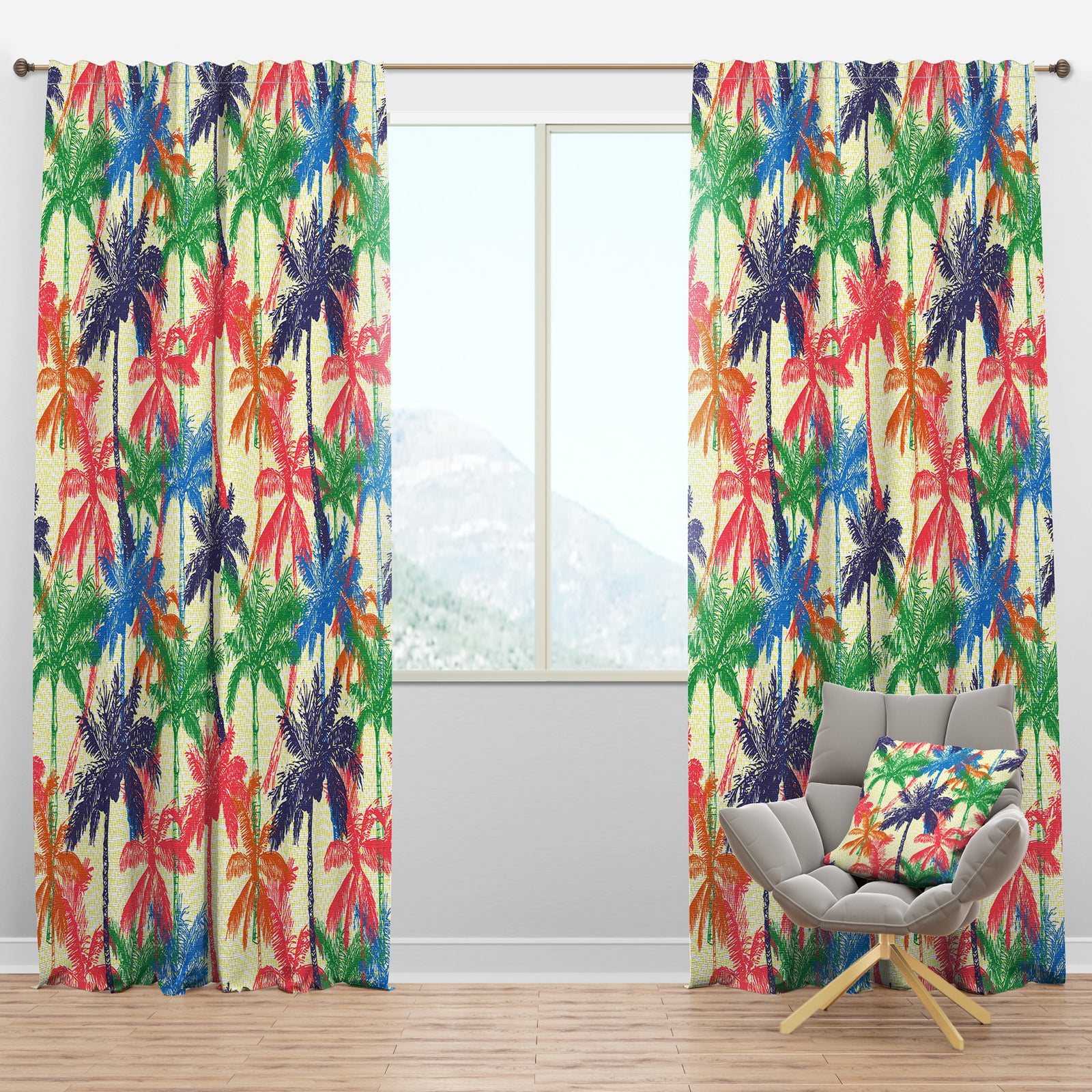Palm Pattern A - Tropical Curtain Panels